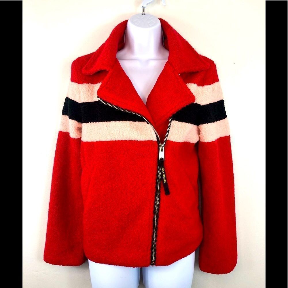 Juicy Couture Black Label Striped Sherpa Coat Aa3 B3